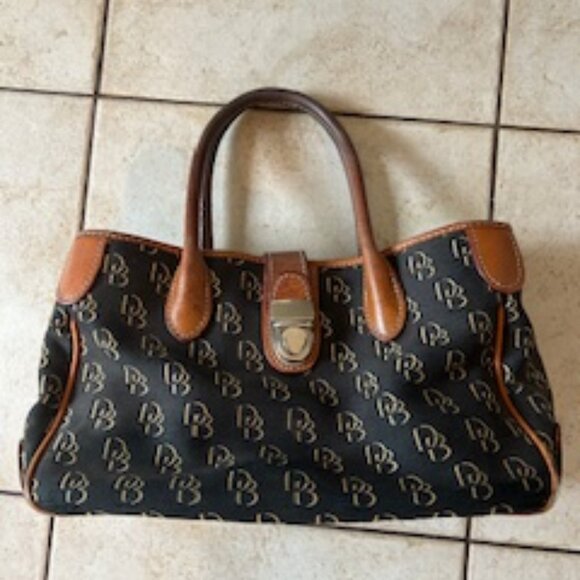 Dooney & Bourke Handbags - Dooney & Bourke purse, black with brown leather trim